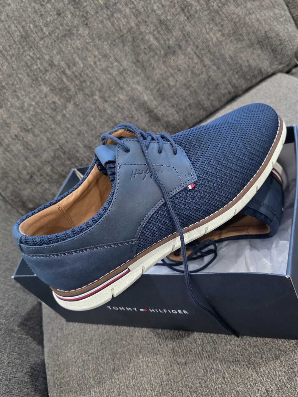 Tommy Hilfiger Men’s Navy Knit Casual Derby Shoes